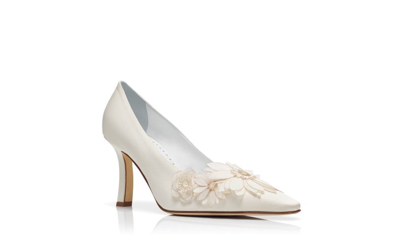 MOIRAFLOR, White Crepe Satin Pumps , 1825 USD