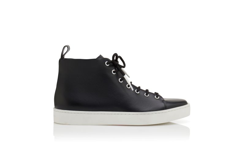 Side view of Semanadohi, Black Calf Leather Lace Up Sneakers - AU$1,175.00