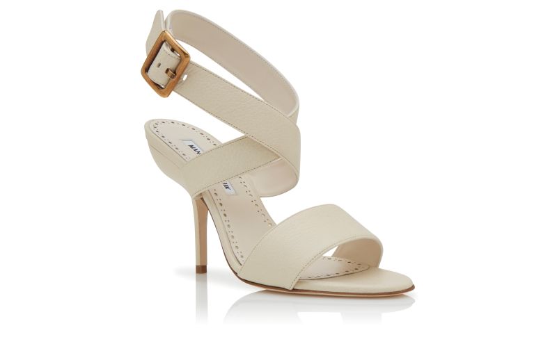 Helua, Cream Calf Leather Ankle Strap Sandals - AU$1,405.00