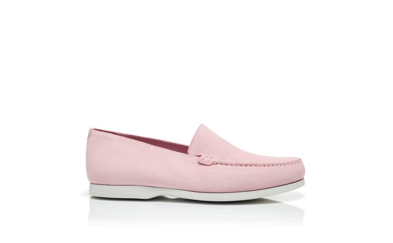 Side view of Monaco, Light Pink Suede Boat Shoes - US$398.00