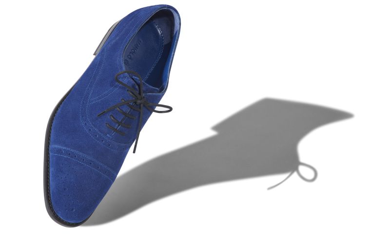 Witney, Bright Blue Suede Cap Toe Oxfords - £695.00 