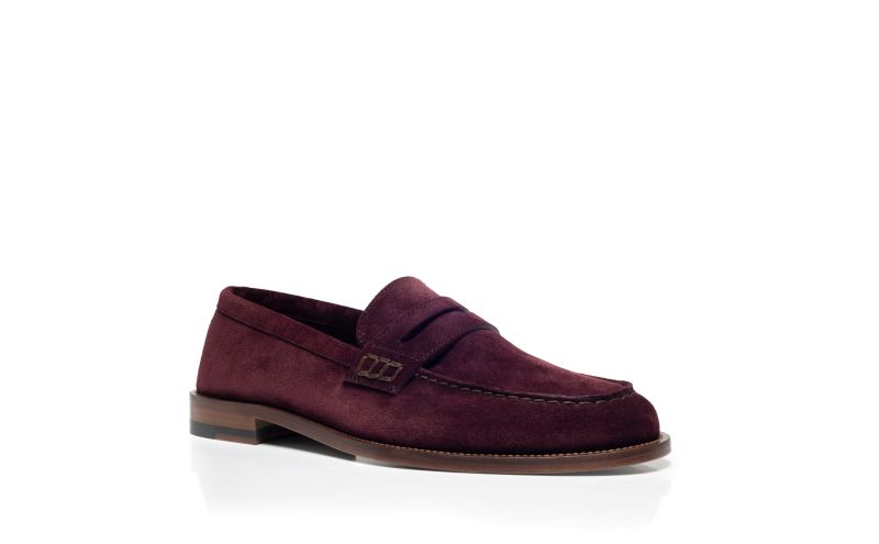 Perry, Burgundy Suede Penny Loafers - US$498.00
