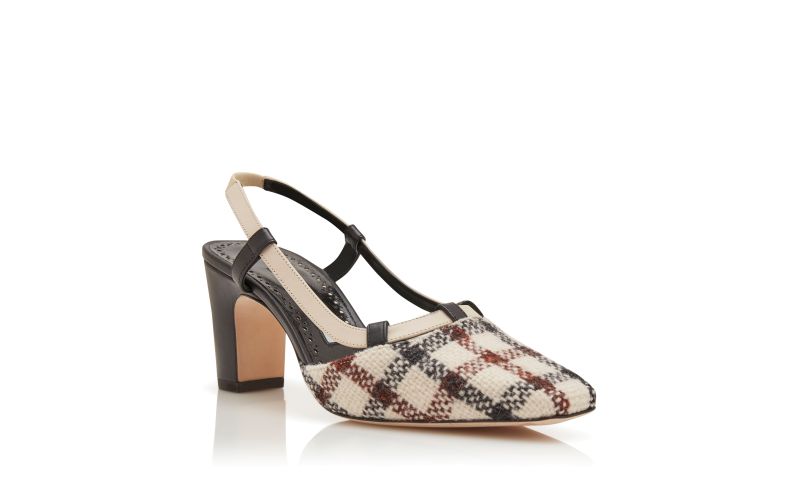 Vestal, Light Beige Wool Tartan Slingback Pumps - AU$1,535.00
