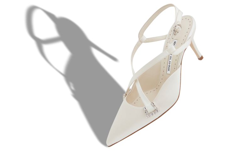 Ramiz, Light Cream Satin Slingback Pumps - US$747.00