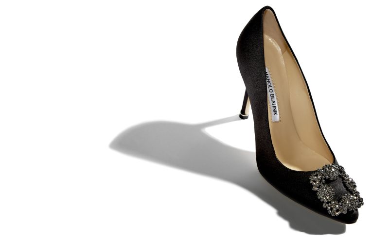 Hangisi, Black Satin Jewel Buckle Pumps - £945.00