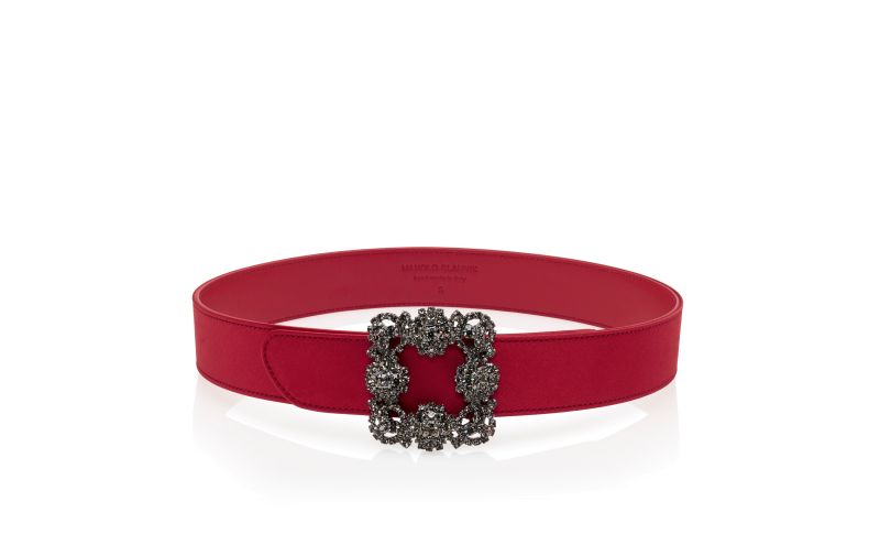 Side view of Hangisi belt, Red Satin Crystal Buckled Belt - CA$1,095.00