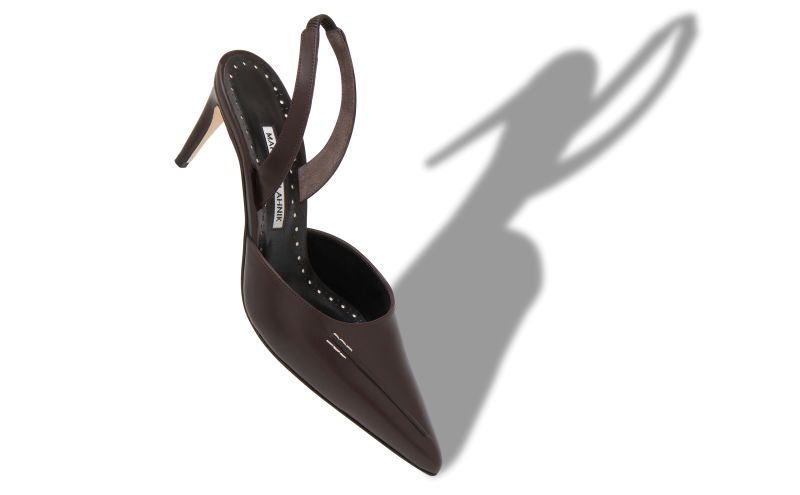 Homerasli, Dark Brown Calf Leather Slingback Pumps - £695.00 