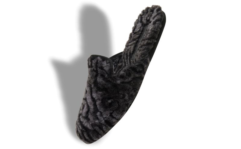 Montague, Black Shearling Slippers - £495.00