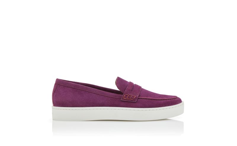 Side view of Ellis, Dark Purple Suede Slip-On Loafers - CA$523.00