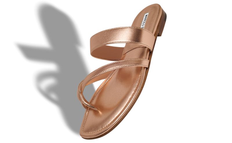 Susa, Bronze Nappa Leather Flat Sandals - US$865.00