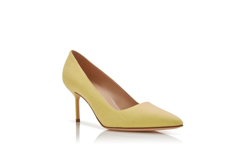 Bb 70, Yellow Linen Pointed Toe Pumps - £313.00