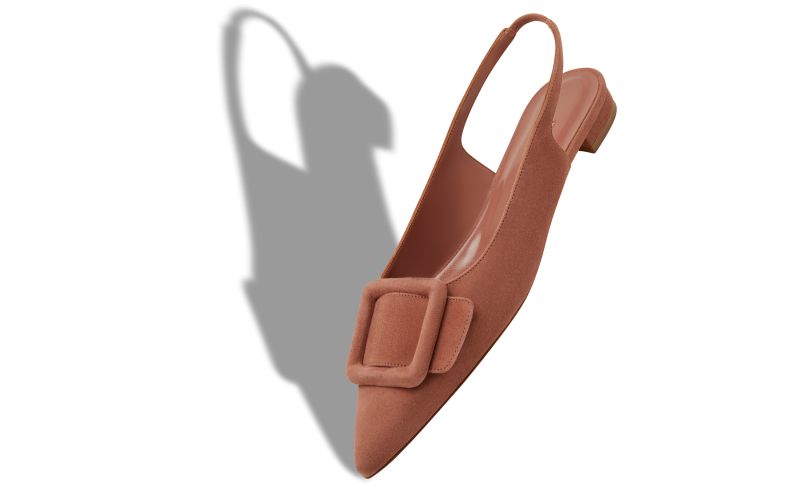 Maylura, Brown Suede Buckle Detail Slingback Flat Pumps - €775.00