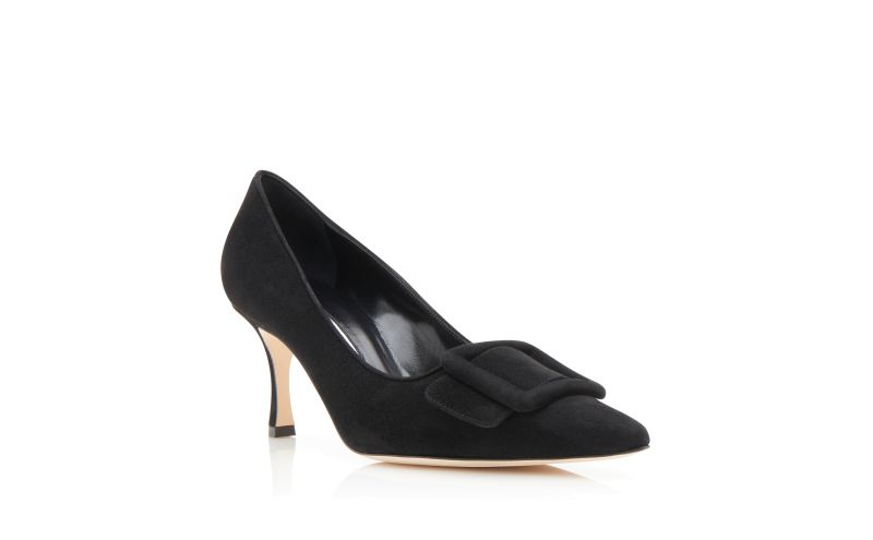 Designer Black Suede Buckle Detail Pumps