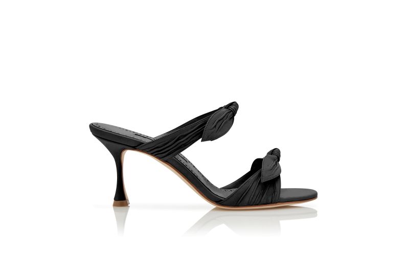 Side view of Lollo, Black Nappa Leather Bow Detail Mules - US$567.00