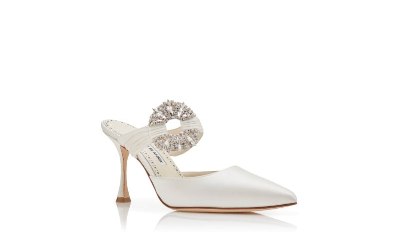 Maidugura, Cream Satin Embellished Buckle Mules - £995.00