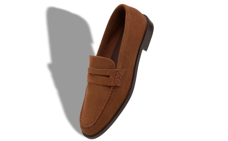 Perry, Dark Brown Suede Penny Loafers - US$895.00