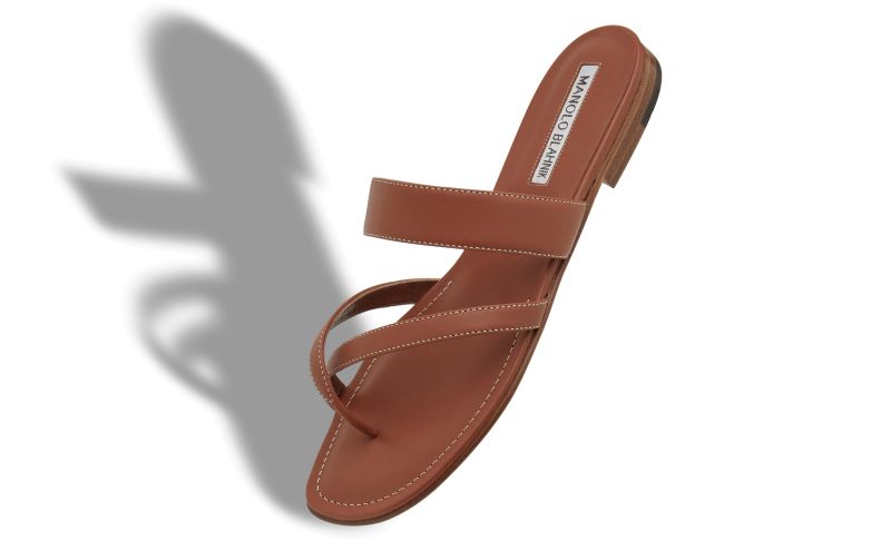 Susacru, Brown Calf Leather Crossover Flat Sandals - US$745.00