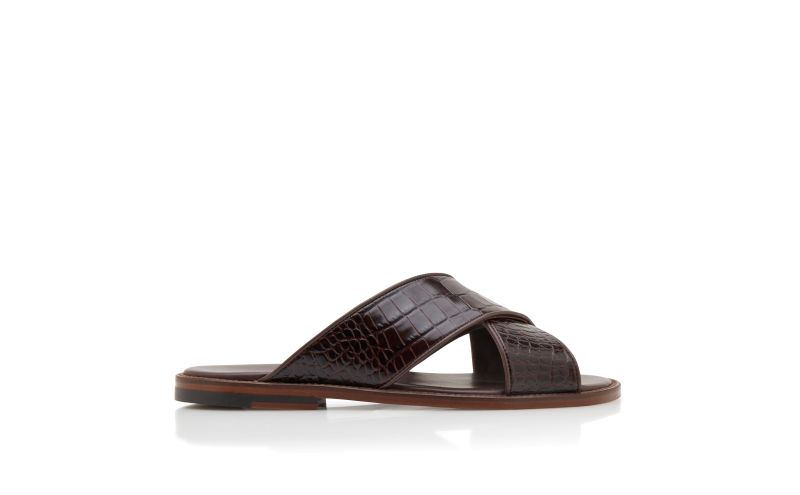 Side view of Otawi, Dark Brown Calf Leather Sandals  - US$675.00