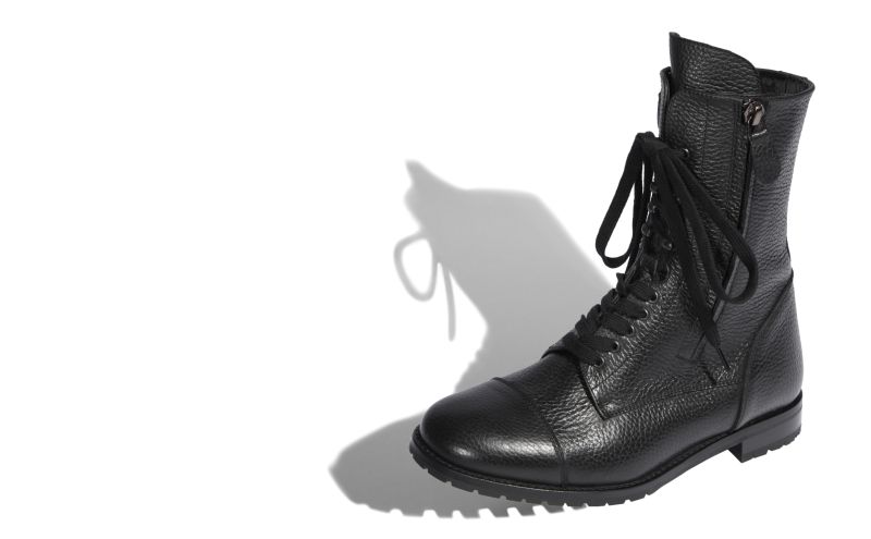 Campcha, Black Calf Leather Military Boots - £925.00