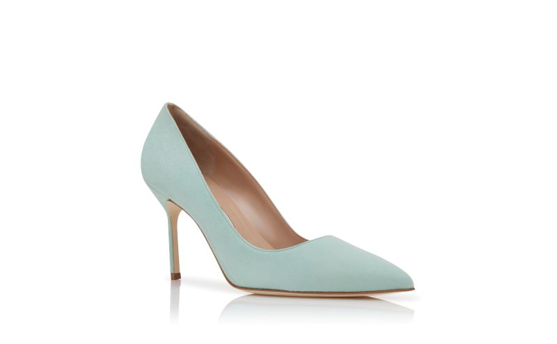 Bb 90, Light Green Suede Pointed Toe Pumps  - CA$945.00