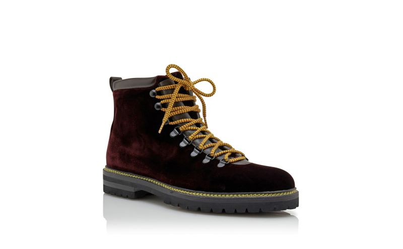 Calaurio, Dark Brown Velvet Lace Up Boots - US$1,095.00
