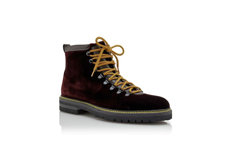 Designer Dark Brown Velvet Lace Up Boots
