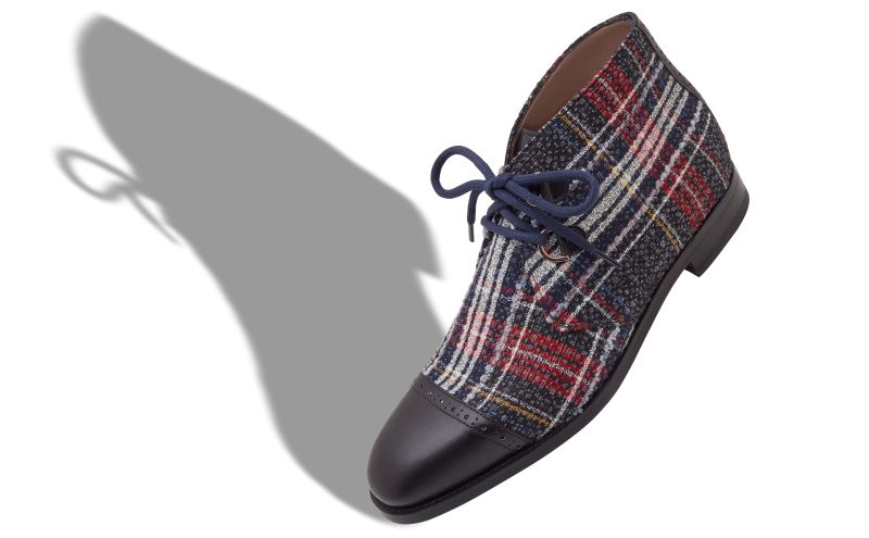 Polar, Black, White and Red Tartan Ankle Boots - AU$1,575.00