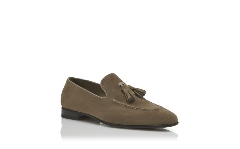 Chester, Khaki Suede Tassel Loafers - £725.00