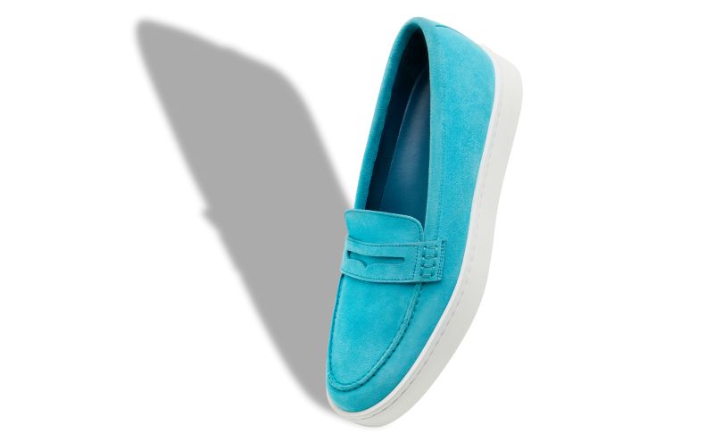 Ellisa, Blue Suede Penny Loafers - AU$1,195.00
