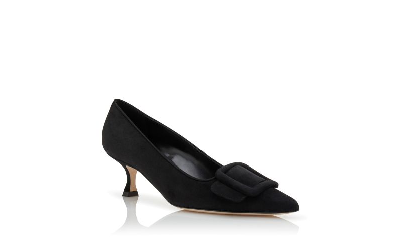 Maysalepump 50, Black Suede Buckle Detail Pumps - €745.00