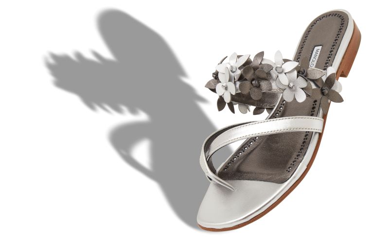 Fiosa, Silver Nappa Leather Flat Sandals - CA$1,685.00