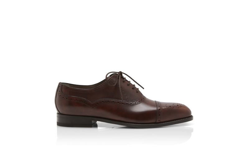 Side view of Witney, Brown Calf Leather Cap Toe Oxfords - £725.00