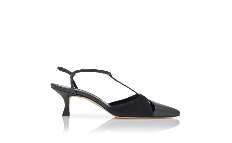 Side view of Turgimod, Black Nappa Leather T-Bar Pumps - CA$1,225.00