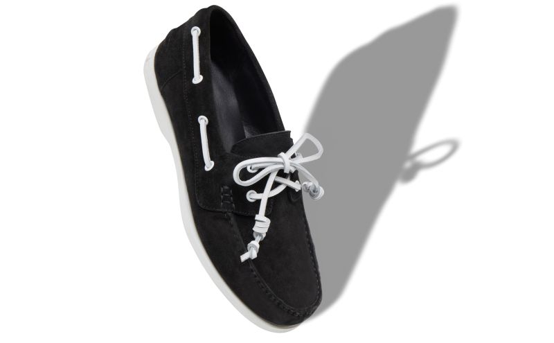 Sidmouth, Black Suede Boat Shoes - AU$1,195.00 