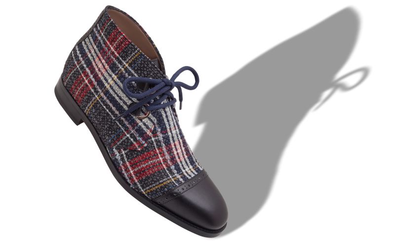 Polar, Black, White and Red Tartan Ankle Boots - CA$673.00 