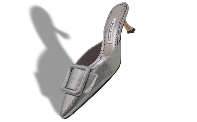 Maysale, Graphite Cotton Buckle Detail Mules  - AU$708.00