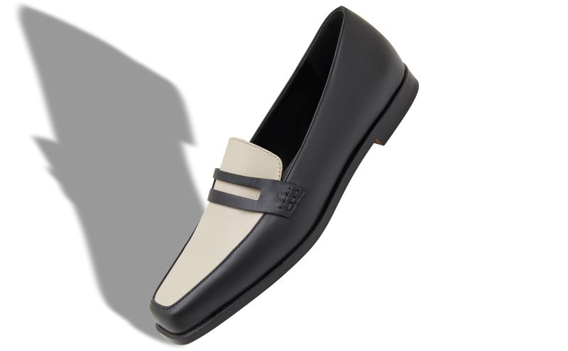 Polonoff, Black and Cream Calf Leather Loafers - US$1,045.00