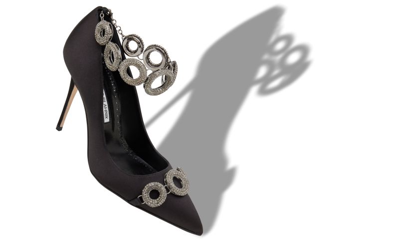 Istera, Black Satin Embellished Pumps - US$1,485.00 