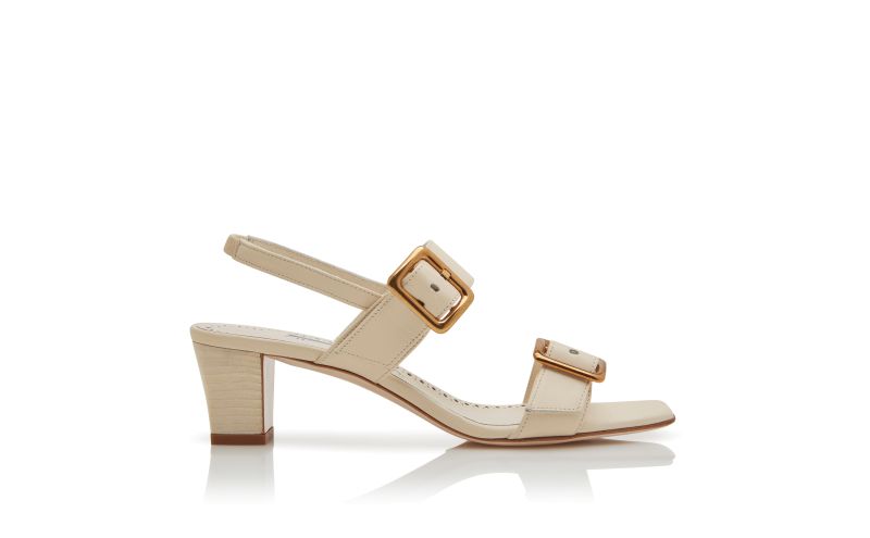 Side view of Thalitsli, Cream Nappa Leather Slingback Sandals - US$597.00