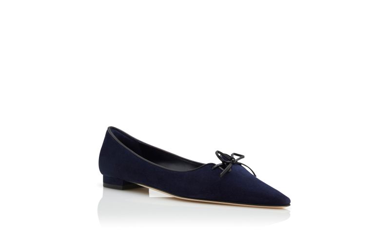Esmaa, Navy Blue Suede Ballerina Flats  - US$358.00