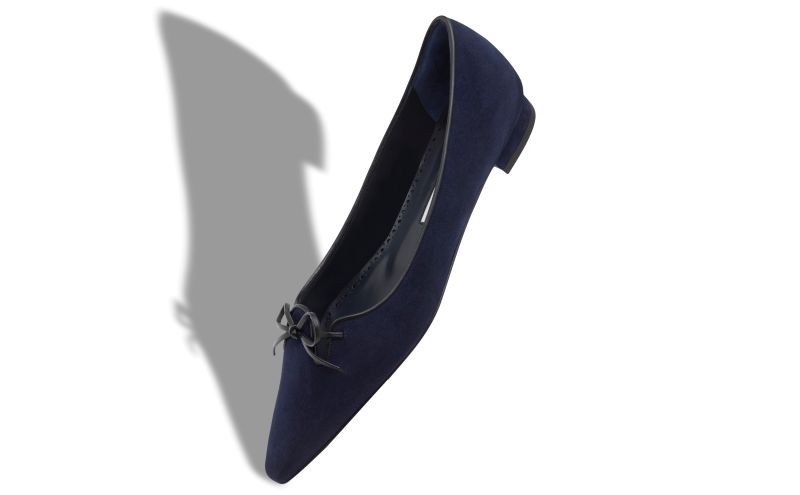 Esmaa, Navy Blue Suede Ballerina Flats  - US$358.00