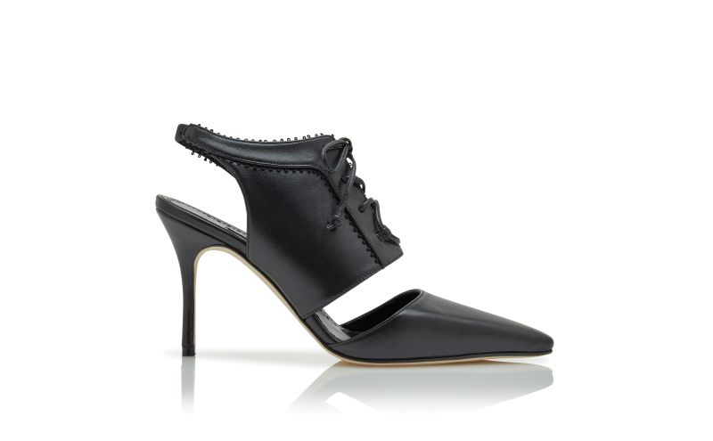Side view of Antigona, Black Nappa Leather Lace-Up Shoe Booties - €1,050.00