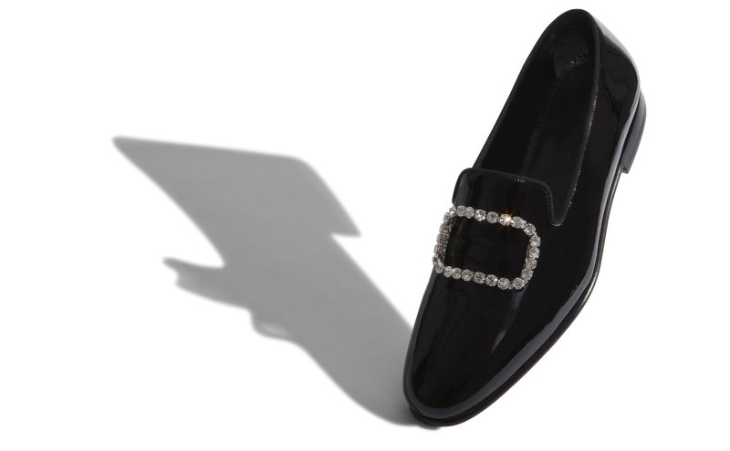 Mariocc, Black Patent Leather Jewel Buckle Loafers - US$995.00