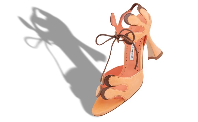 Dalia, Orange and Brown Suede Scalloped Sandals - €995.00