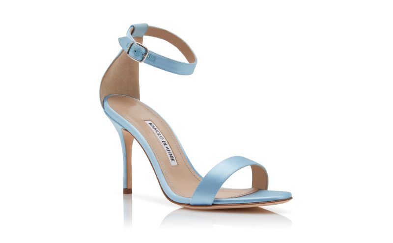 Chaos, Light Blue Satin Ankle Strap Sandals - €725.00