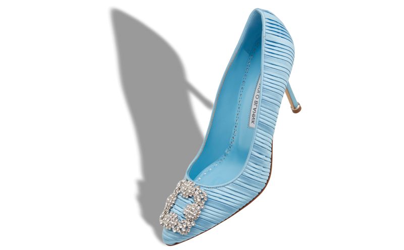 Hangisi 90, Light Blue Satin Jewel Buckle Pumps - AU$1,317.00