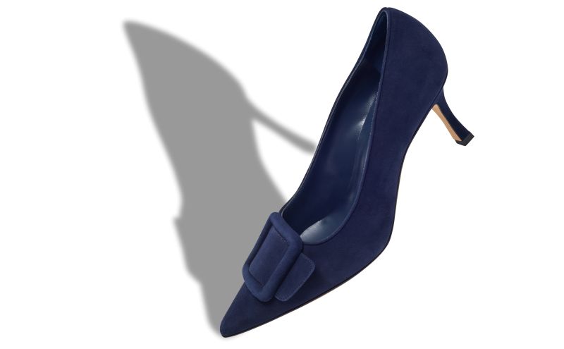 Maysalepump 70, Navy Blue Suede Buckle Detail Pumps - US$845.00