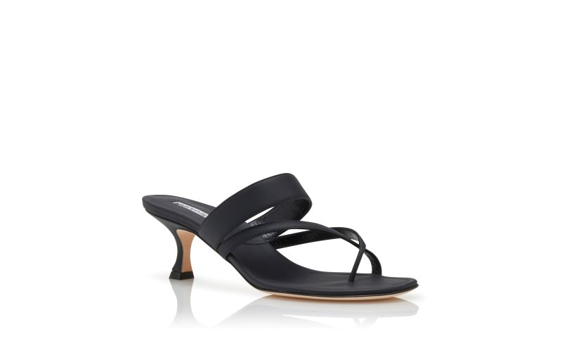 Susa, Black Calf Leather Open Toe Mules - AU$1,445.00