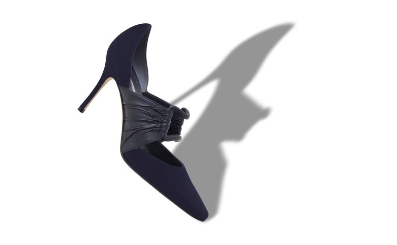 Designer Navy Blue Suede and Nappa Leather Pumps 