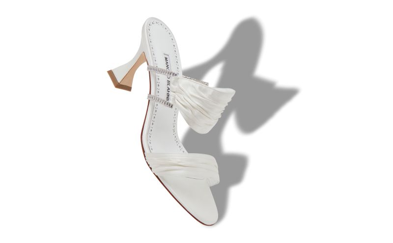 Chinap, Cream Satin Gathered Mules - €1,095.00 